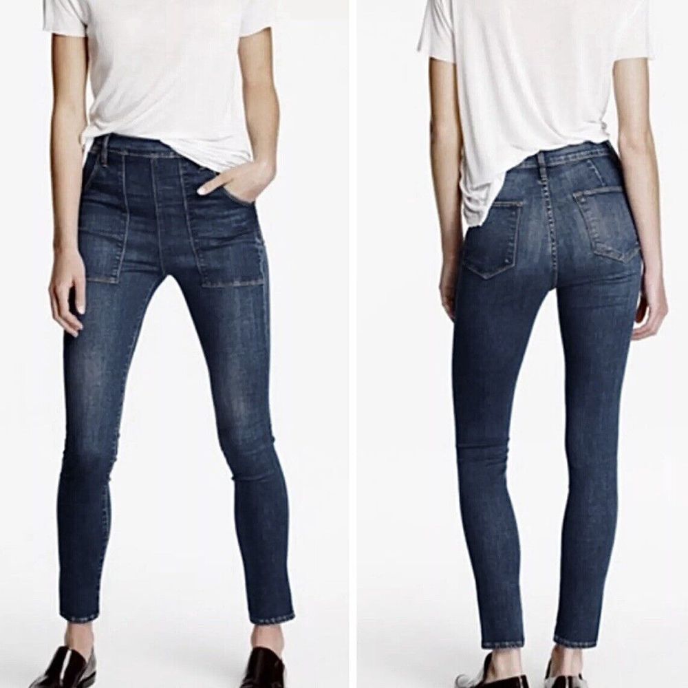 Frame High Waist Le Skinny De Francoise Jeans Size 24 Crop Dark Wash Side‎ Zip